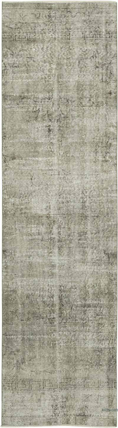 Gray Over-dyed Turkish Vintage Runner Rug - 2' 7" x 9' 7" (31" x 115")