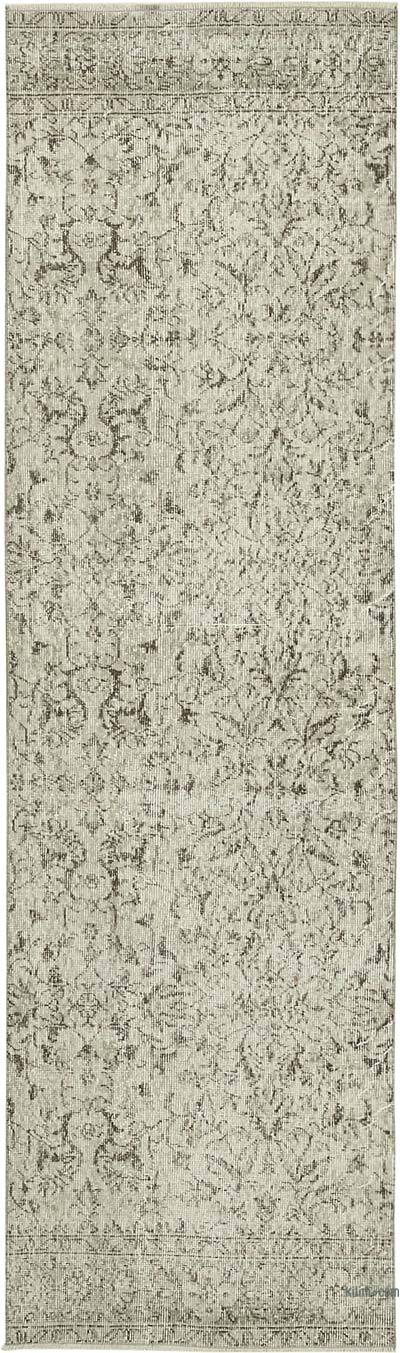 Beige Over-dyed Turkish Vintage Runner Rug - 2' 8" x 8' 11" (32" x 107")