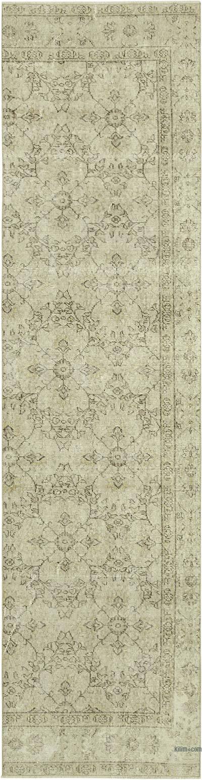 Beige Over-dyed Turkish Vintage Runner Rug - 2' 9" x 10' 11" (33" x 131")