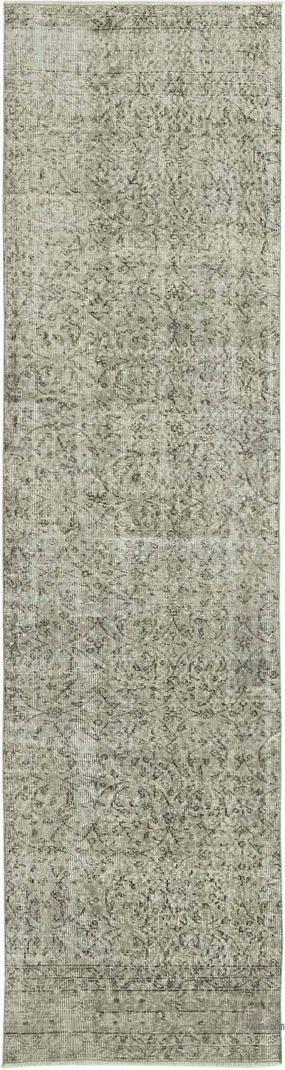 Gray Over-dyed Turkish Vintage Runner Rug - 2' 8" x 9' 11" (32" x 119")