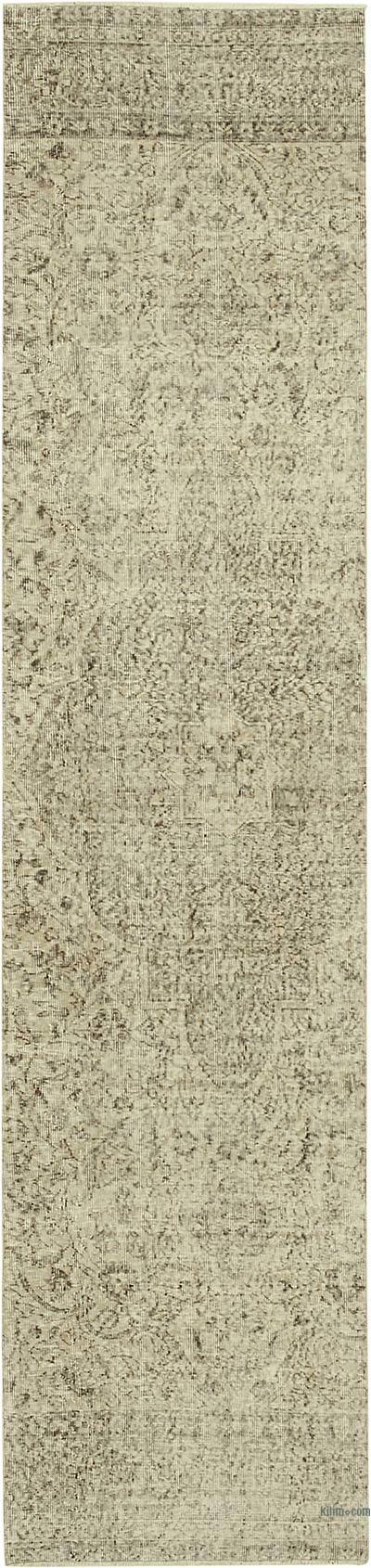 Beige Over-dyed Turkish Vintage Runner Rug - 2' 6" x 10' 6" (30" x 126")