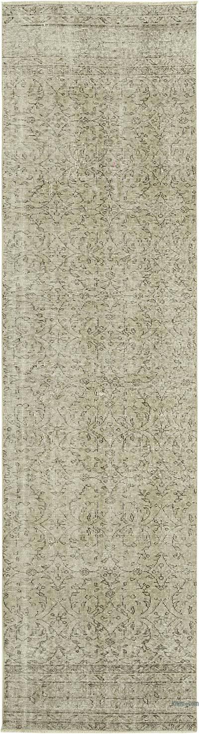 Beige Over-dyed Turkish Vintage Runner Rug - 2' 8" x 10'  (32" x 120")