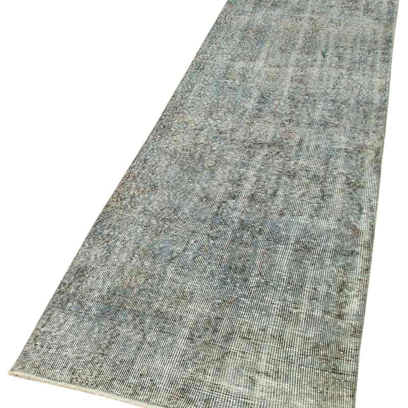 Blue Over-dyed Turkish Vintage Runner Rug - 2' 6" x 10' 2" (30" x 122") - K0054561