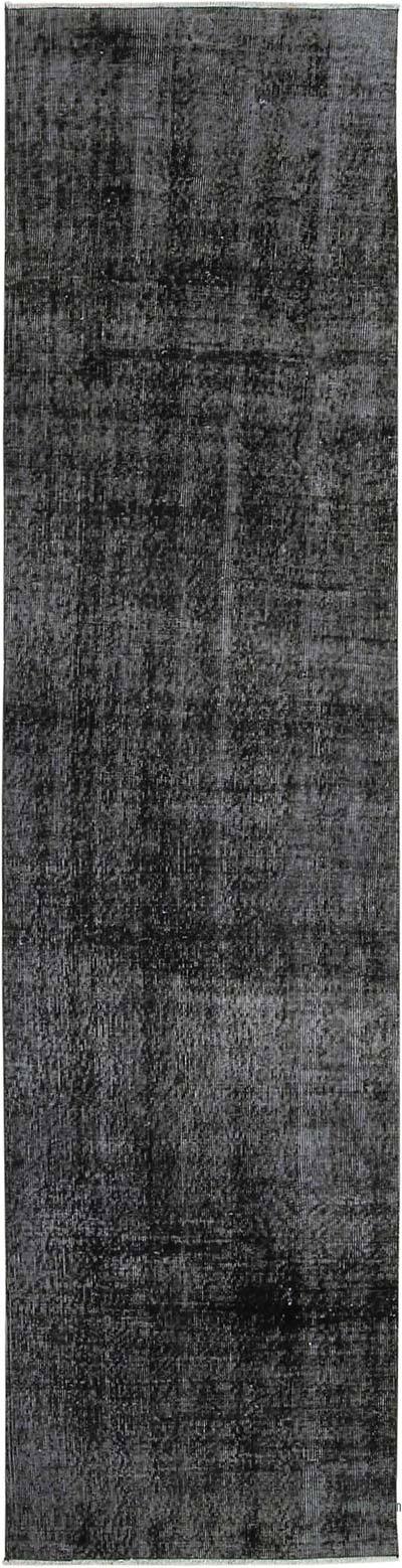 Black Over-dyed Turkish Vintage Runner Rug - 2' 8" x 10' 2" (32" x 122")