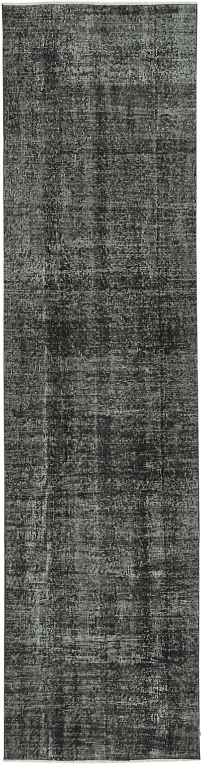 Black Over-dyed Turkish Vintage Runner Rug - 2' 8" x 10' 2" (32" x 122")
