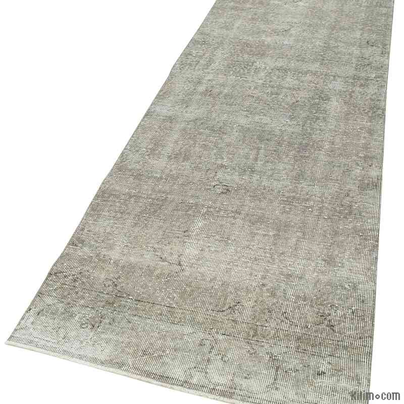 Gris Alfombra de Pasillo Turca Vintage Sobreteñida - 90 cm x 302 cm - K0054592
