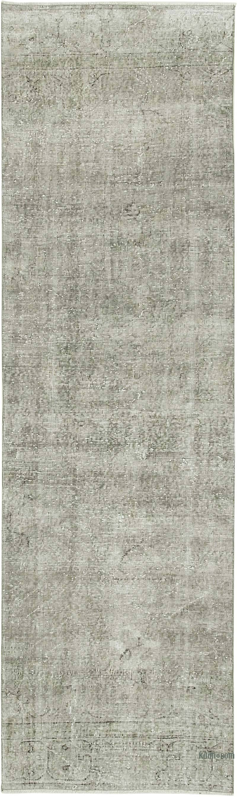 Gris Alfombra de Pasillo Turca Vintage Sobreteñida - 90 cm x 302 cm - K0054592