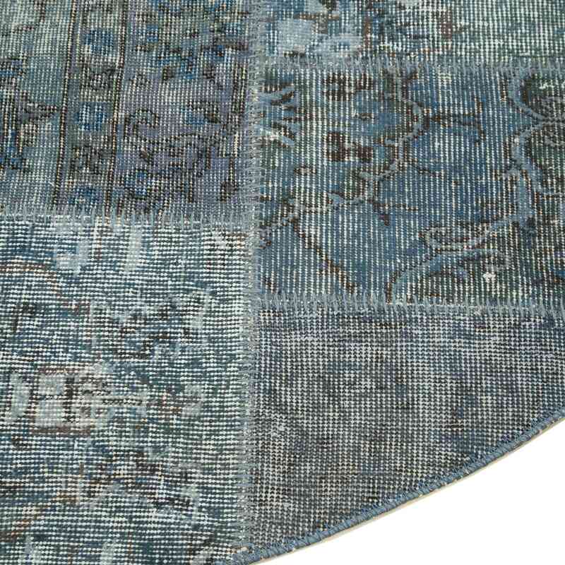 Azul Alfombra De Retazos Turca Sobre-Teñida - 217 cm x 217 cm - K0054694