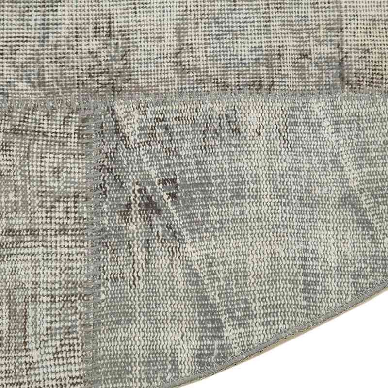 Grey Round Patchwork Hand-Knotted Turkish Rug - 7' 1" x 7' 1" (85" x 85") - K0054695