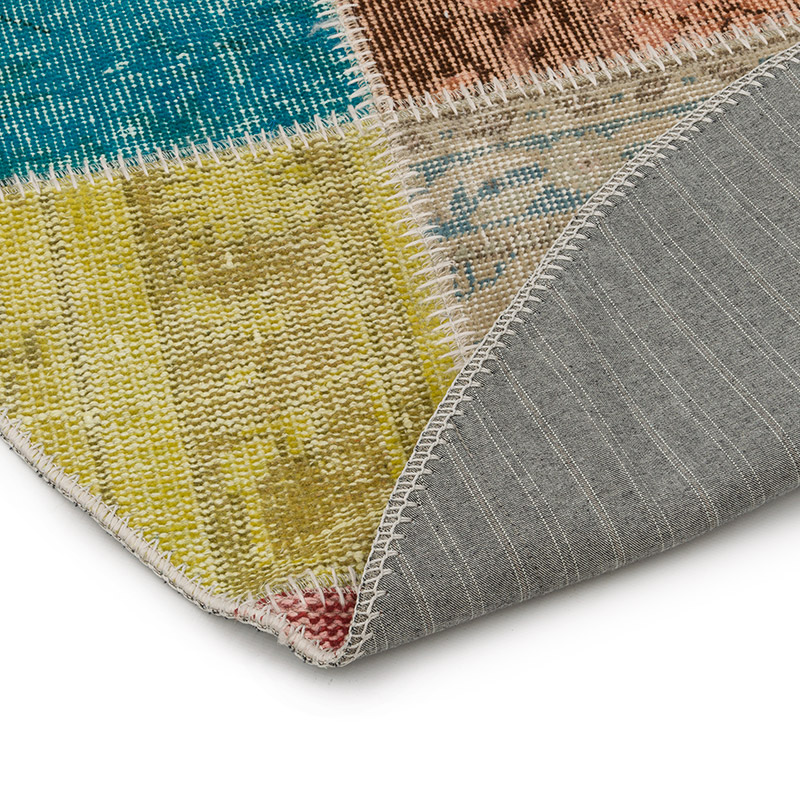 Çok Renkli Yuvarlak Boyalı Patchwork Halı - 146 cm x 146 cm - K0054734