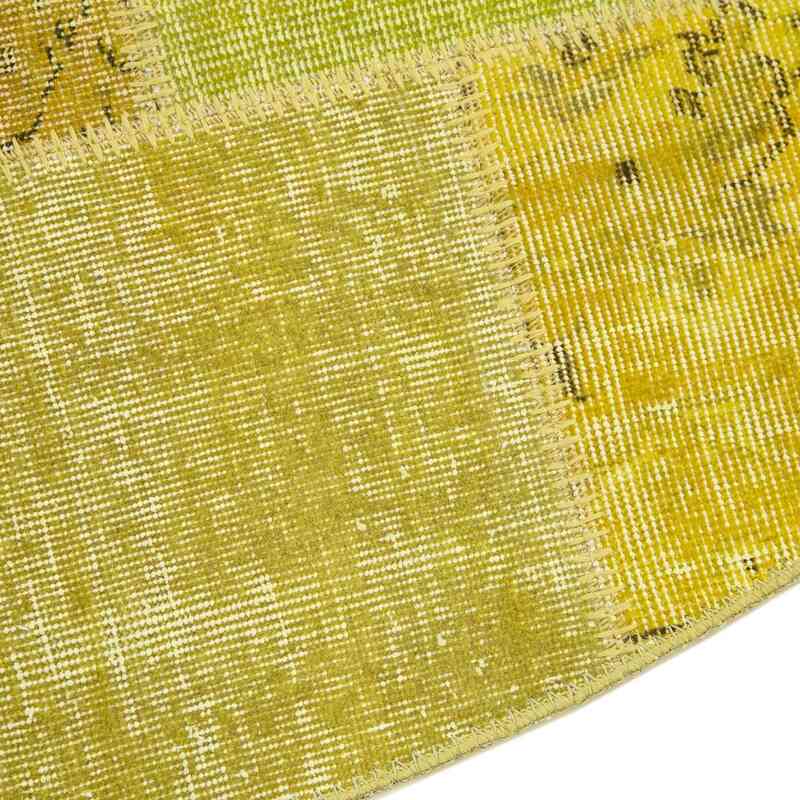 Sarı Yuvarlak Boyalı Patchwork Halı - 215 cm x 215 cm - K0054738