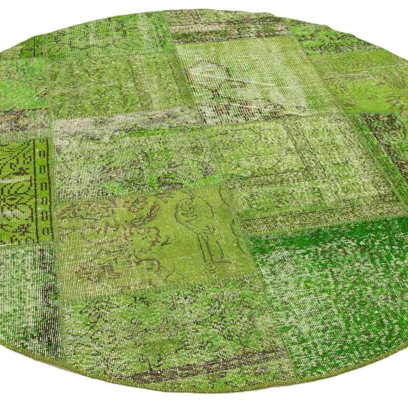 Verde Alfombra De Retazos Turca Sobre-Teñida - 200 cm x 200 cm - K0054759