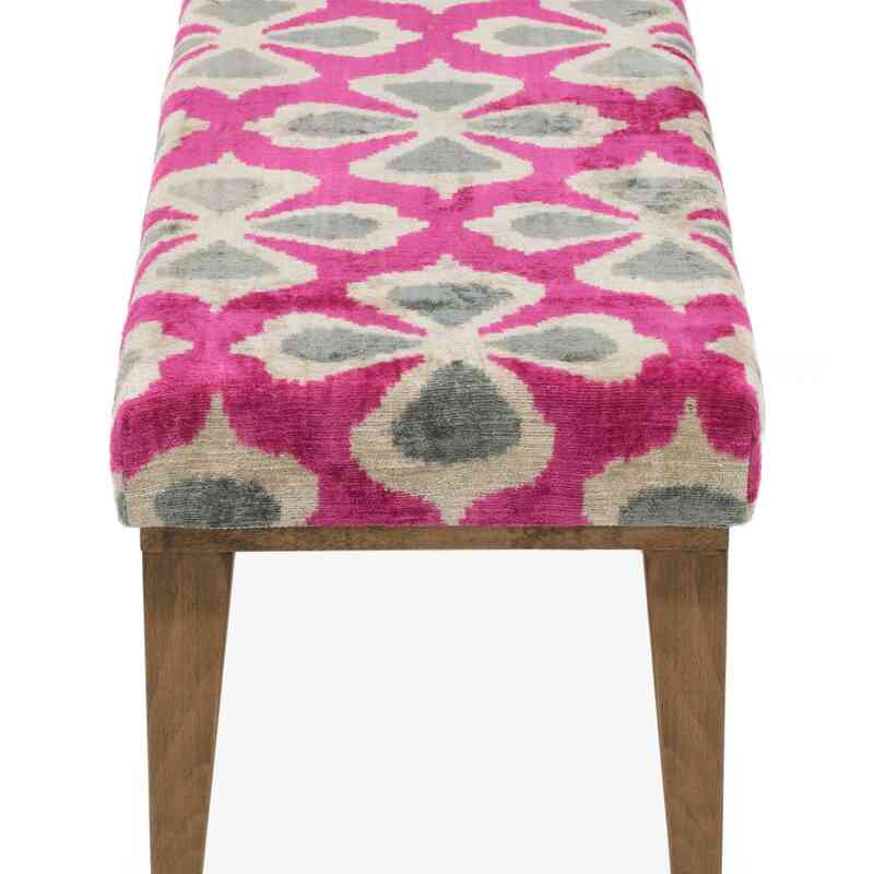 Bench Upholstered with Silk Velvet Ikat Fabric - K0054766