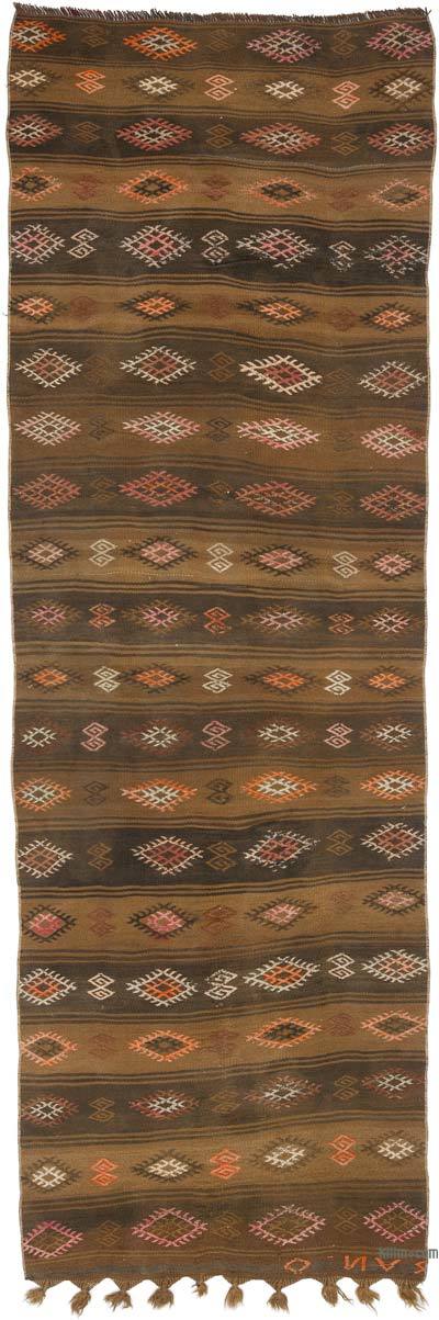 Marrón Corredor Vintage Kars Kilim - 104 cm x 308 cm