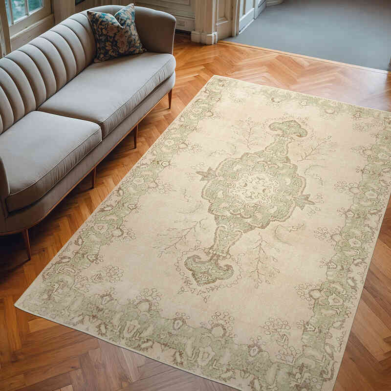 Alfombra Vintage Turca Anudada a Mano - 190 cm x 286 cm - K0055526