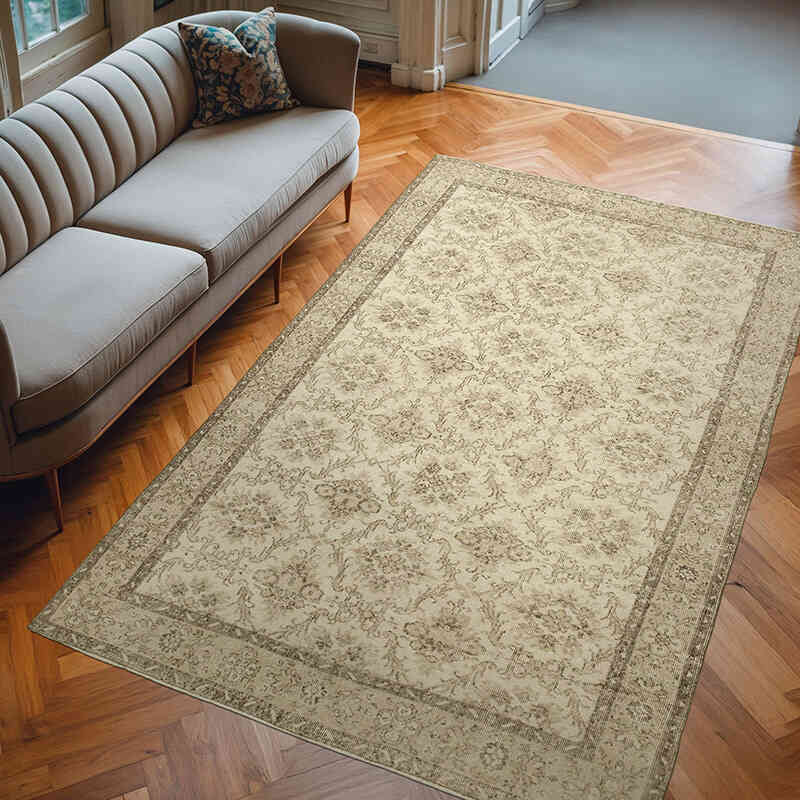 Vintage Turkish Hand-Knotted Rug - 6' 4" x 10'  (76" x 120") - K0055604