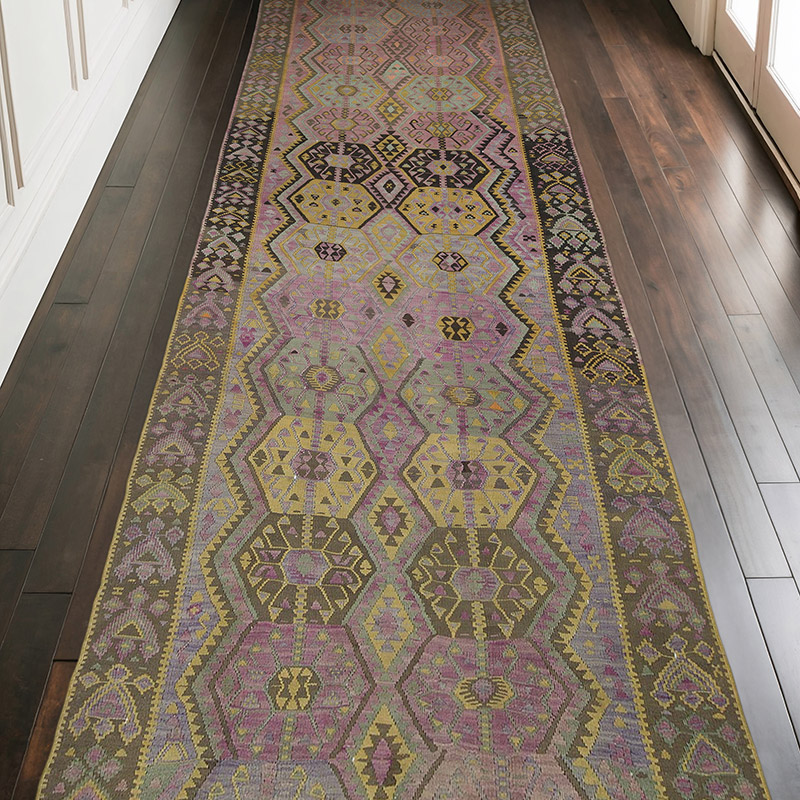 Vintage Kars Kilim Rug - 4' 5" x 12' 2" (53" x 146") - K0056015