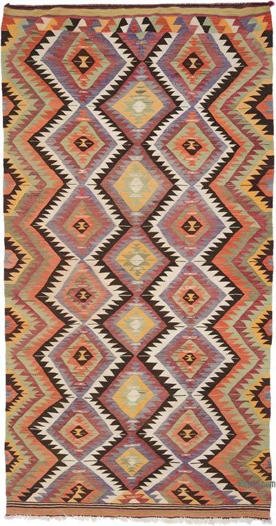 Multicolor Vintage Denizli Kilim Rug - 5' 3" x 10' 2" (63" x 122")