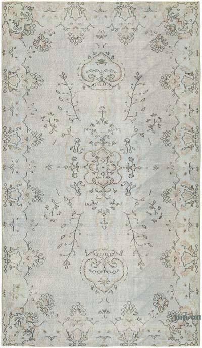 Azul claro Alfombra Turca Vintage Sobre-teñida - 164 cm x 282 cm