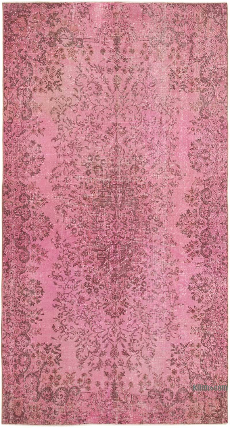 Pink Over-dyed Vintage Hand-Knotted Turkish Rug - 5' 4" x 9' 8" (64" x 116") - K0056060