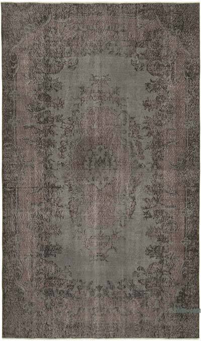 Black Over-dyed Vintage Hand-Knotted Turkish Rug - 6' 2" x 10' 4" (74" x 124")