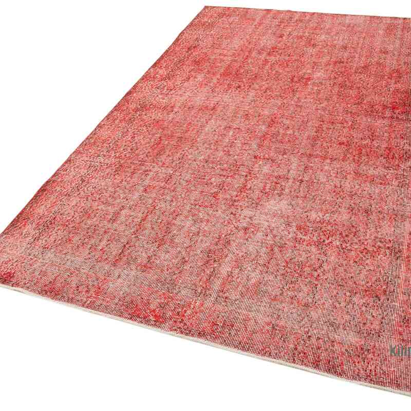 Red Over-dyed Vintage Hand-Knotted Turkish Rug - 5'  x 8' 8" (60" x 104") - K0056064