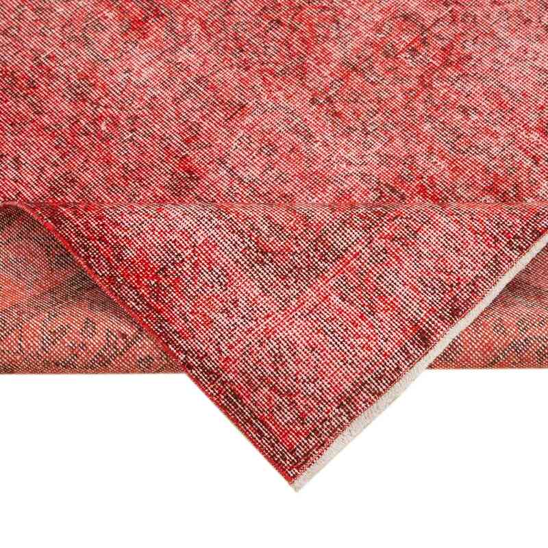 Red Over-dyed Vintage Hand-Knotted Turkish Rug - 5'  x 8' 8" (60" x 104") - K0056064