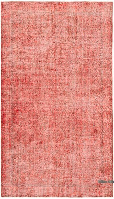 Red Over-dyed Vintage Hand-Knotted Turkish Rug - 5'  x 8' 8" (60" x 104")