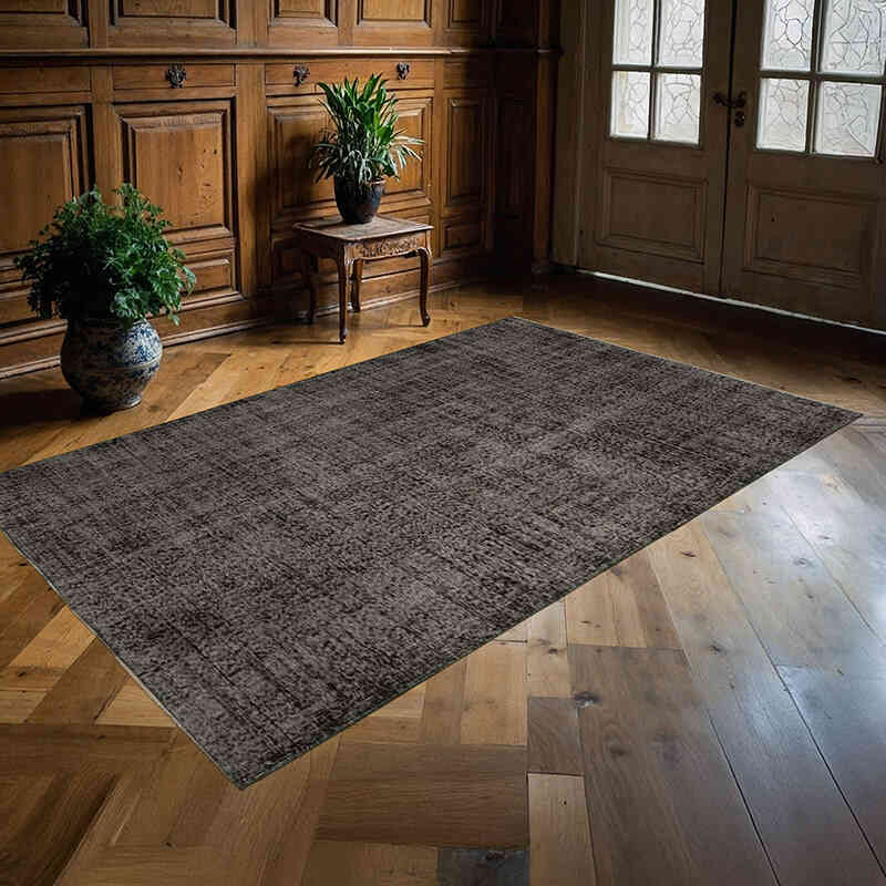 Negro Alfombra Turca Vintage Sobre-teñida - 157 cm x 251 cm - K0056066