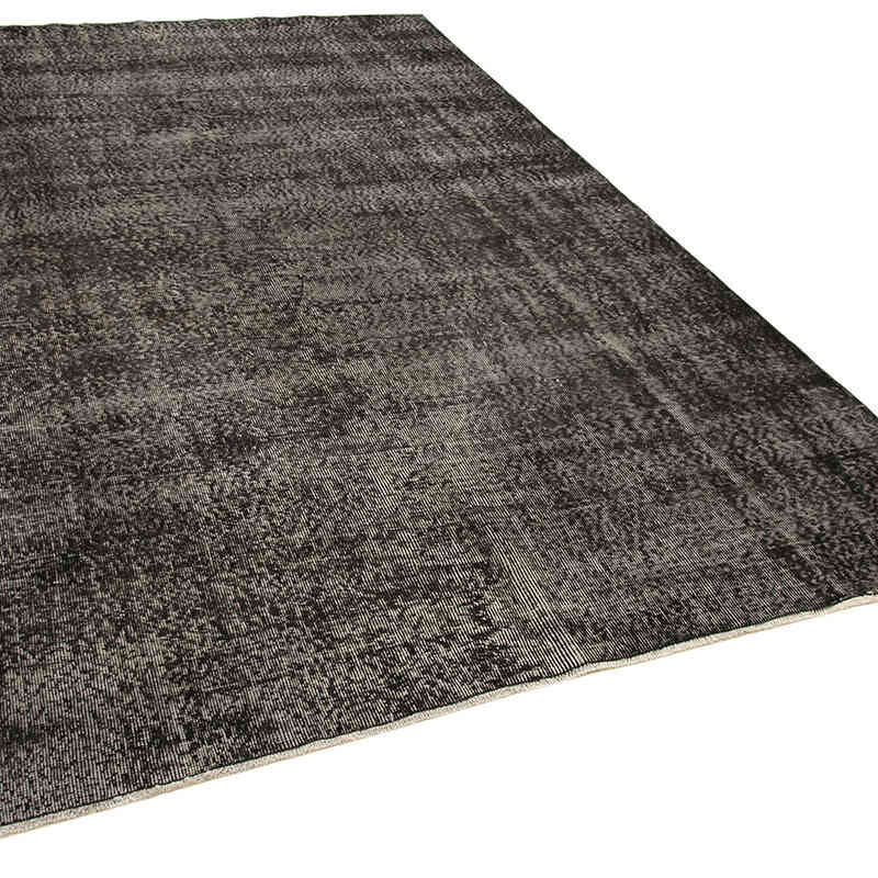 Negro Alfombra Turca Vintage Sobre-teñida - 193 cm x 294 cm - K0056070