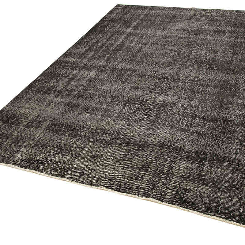 Negro Alfombra Turca Vintage Sobre-teñida - 193 cm x 294 cm - K0056070