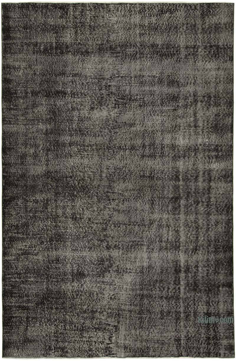 Negro Alfombra Turca Vintage Sobre-teñida - 193 cm x 294 cm - K0056070
