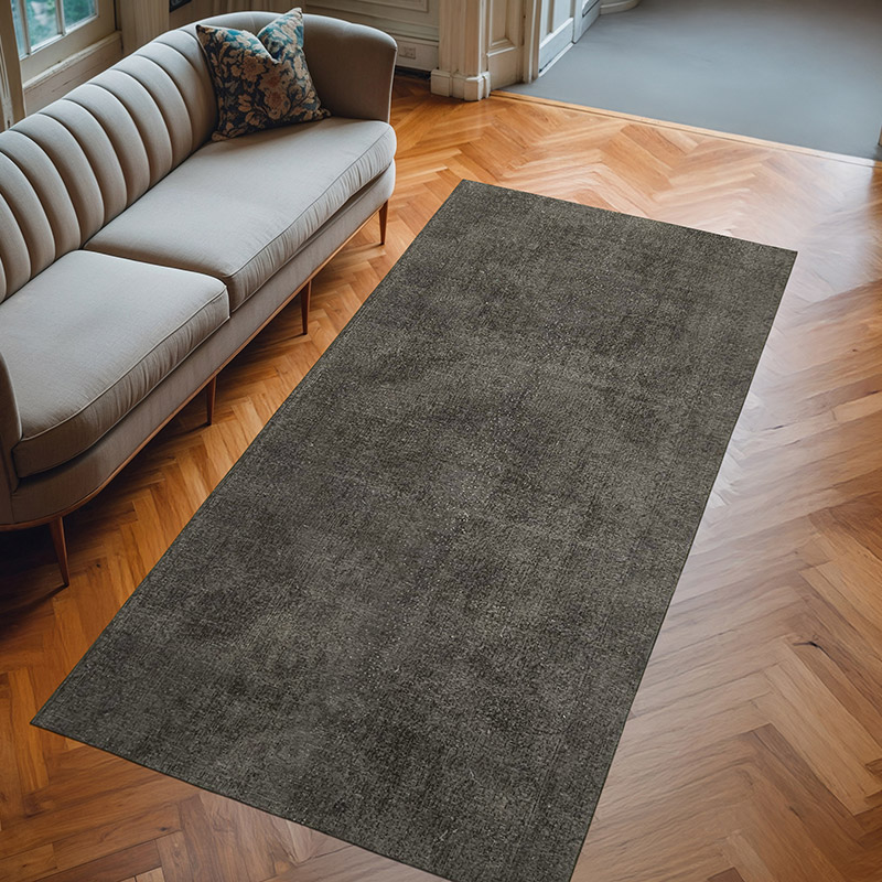 Black Over-dyed Vintage Hand-Knotted Turkish Rug - 4' 9" x 9' 7" (57" x 115") - K0056072