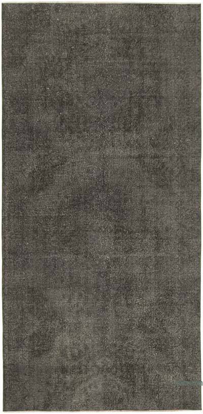 Black Over-dyed Vintage Hand-Knotted Turkish Rug - 4' 9" x 9' 7" (57" x 115")