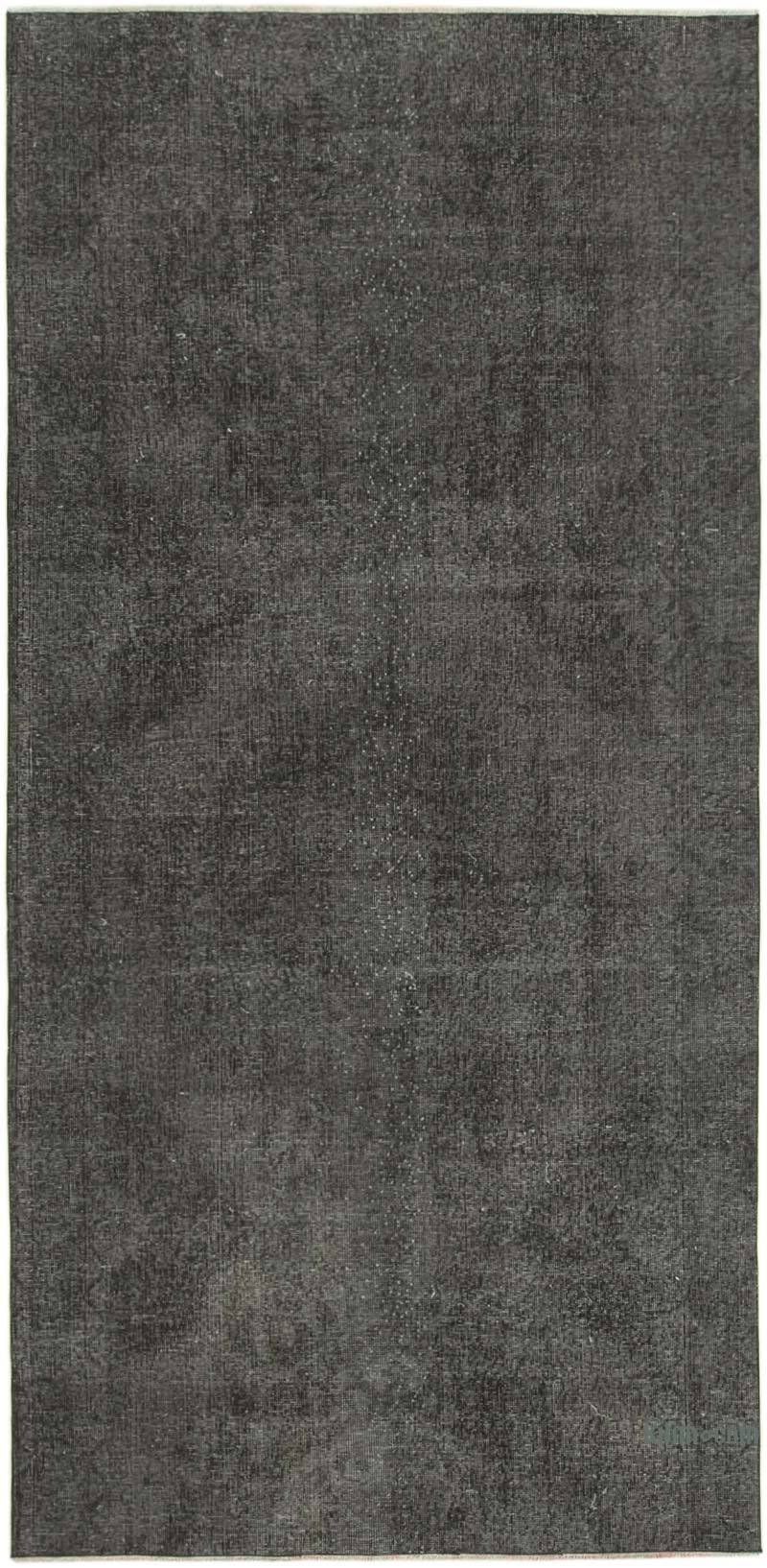 Negro Alfombra Turca Vintage Sobre-teñida - 145 cm x 292 cm - K0056072