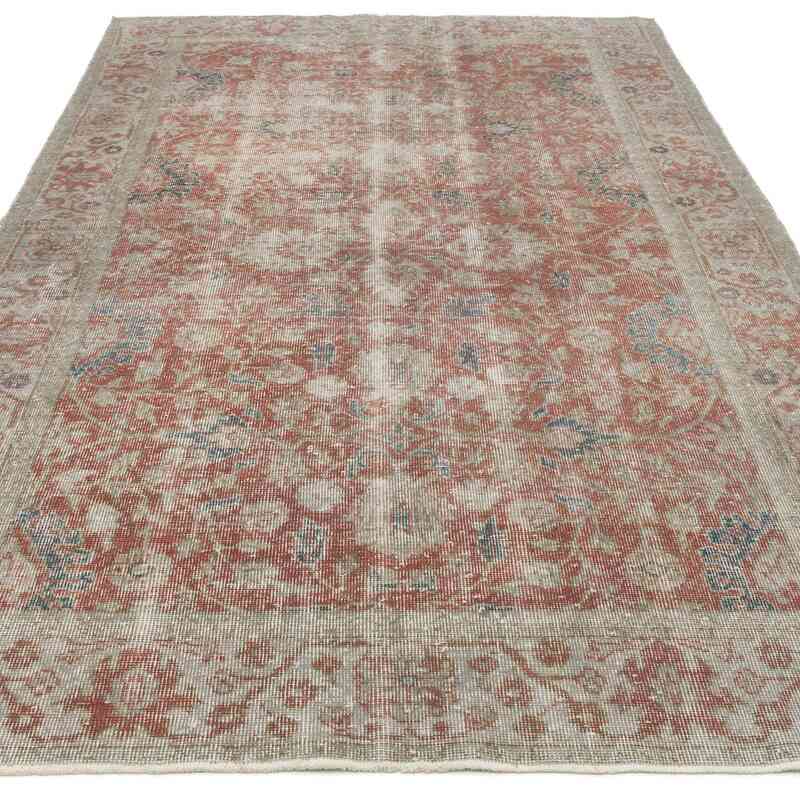 Red Vintage Turkish Hand-Knotted Rug - 4' 11" x 8' 8" (59" x 104") - K0056073