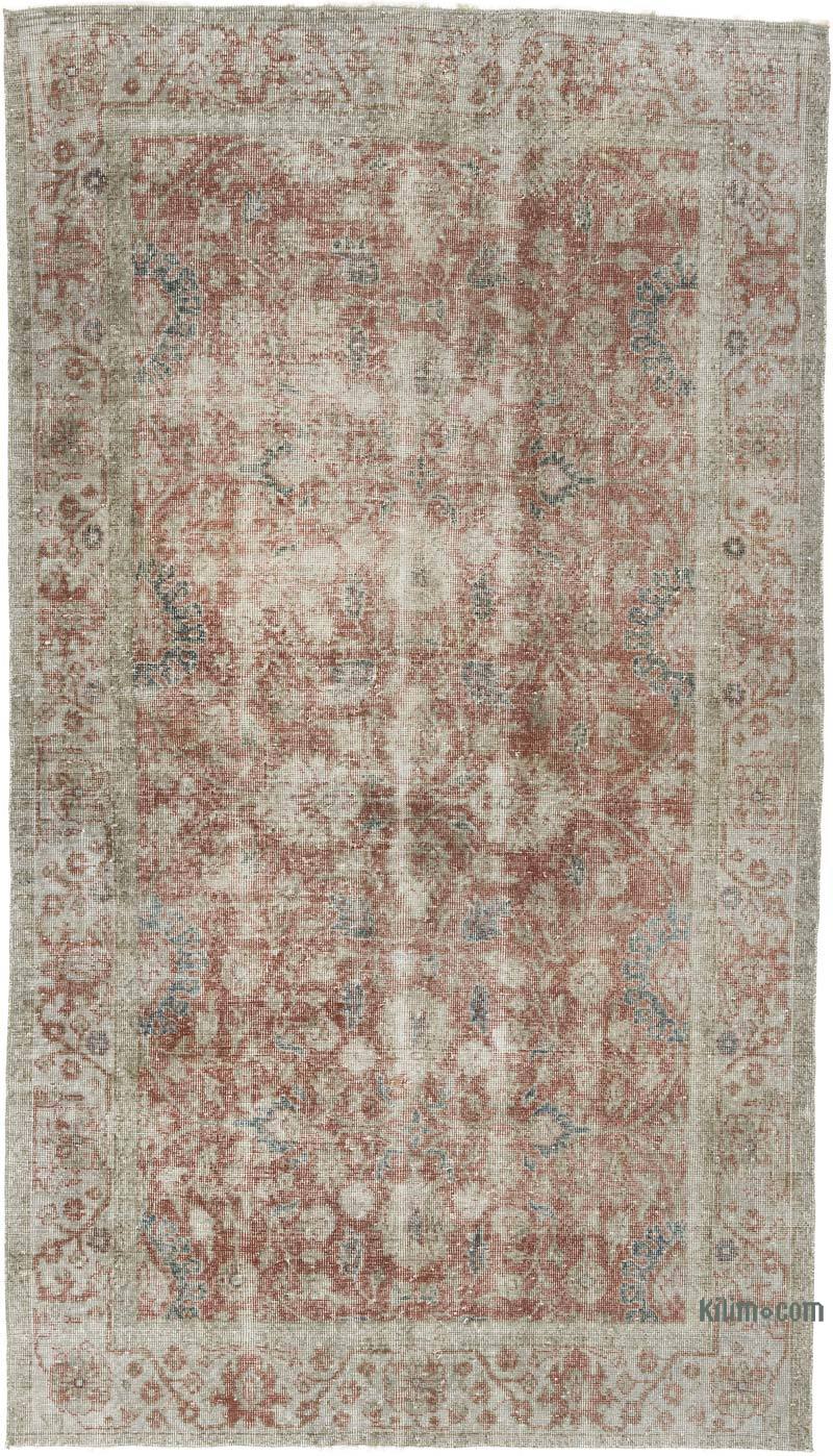 Red Vintage Turkish Hand-Knotted Rug - 4' 11" x 8' 8" (59" x 104") - K0056073