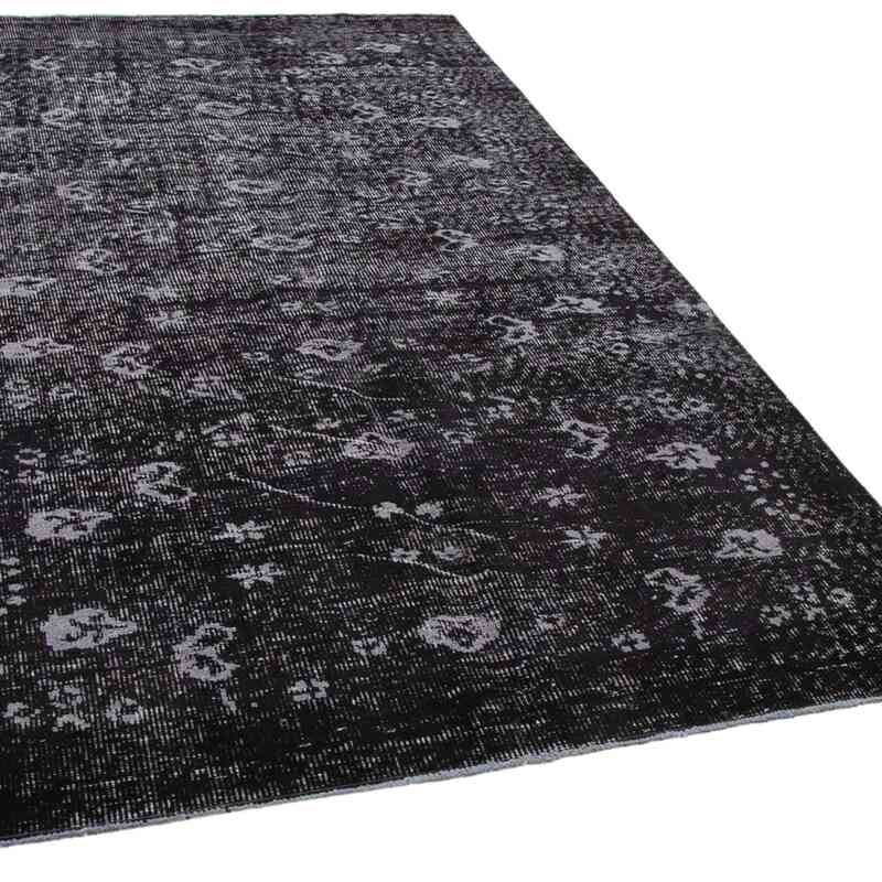 Black Over-dyed Vintage Hand-Knotted Turkish Rug - 5' 2" x 8' 9" (62" x 105") - K0056075