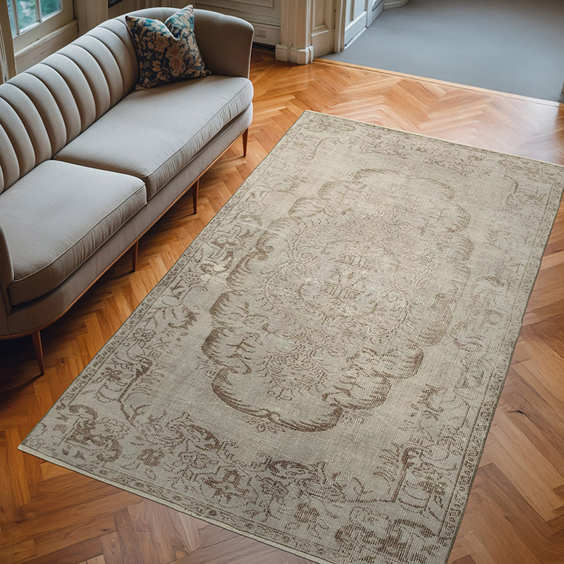 Gris Alfombra Turca Vintage Sobre-teñida - 169 cm x 275 cm - K0056081