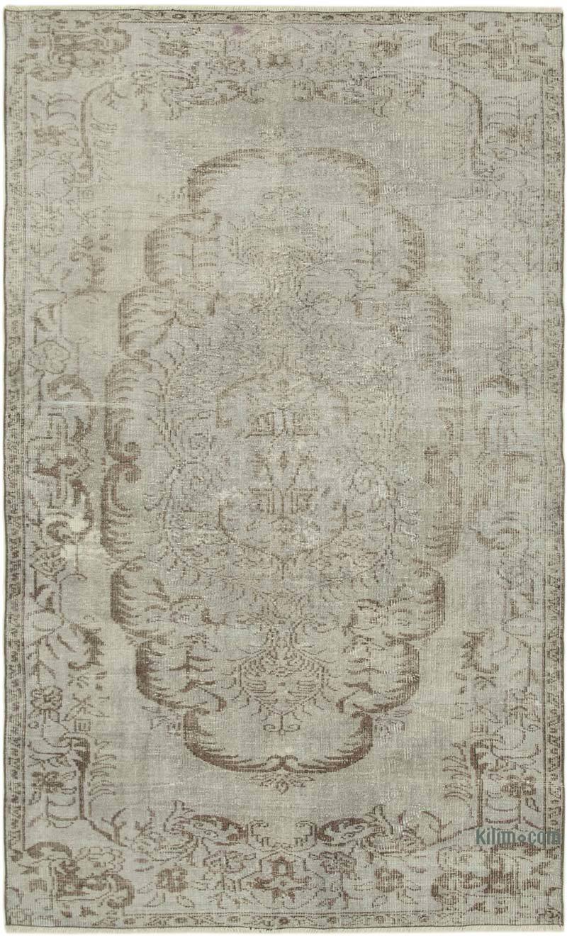 Grey Over-dyed Vintage Hand-Knotted Turkish Rug - 5' 7" x 9'  (67" x 108") - K0056081