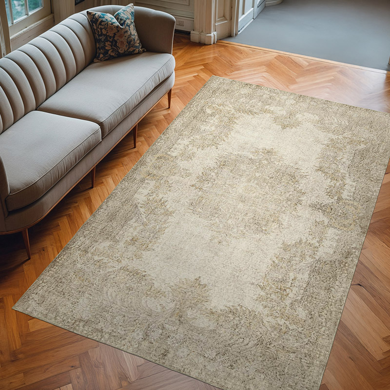 Gri Boyalı El Dokuma Vintage Halı - 182 cm x 287 cm - K0056082