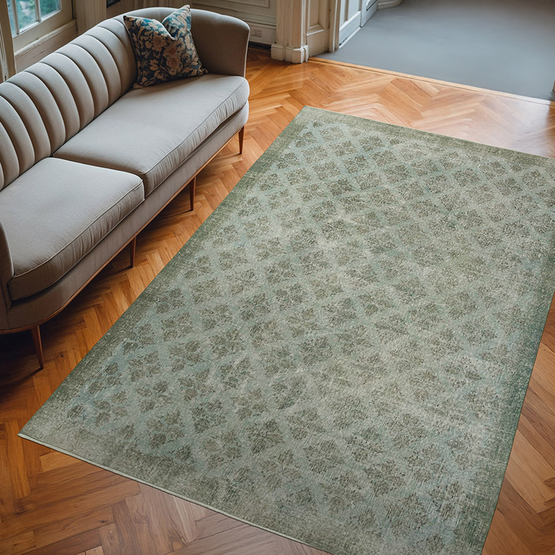 Azul claro Alfombra Turca Vintage Sobre-teñida - 206 cm x 307 cm - K0056084
