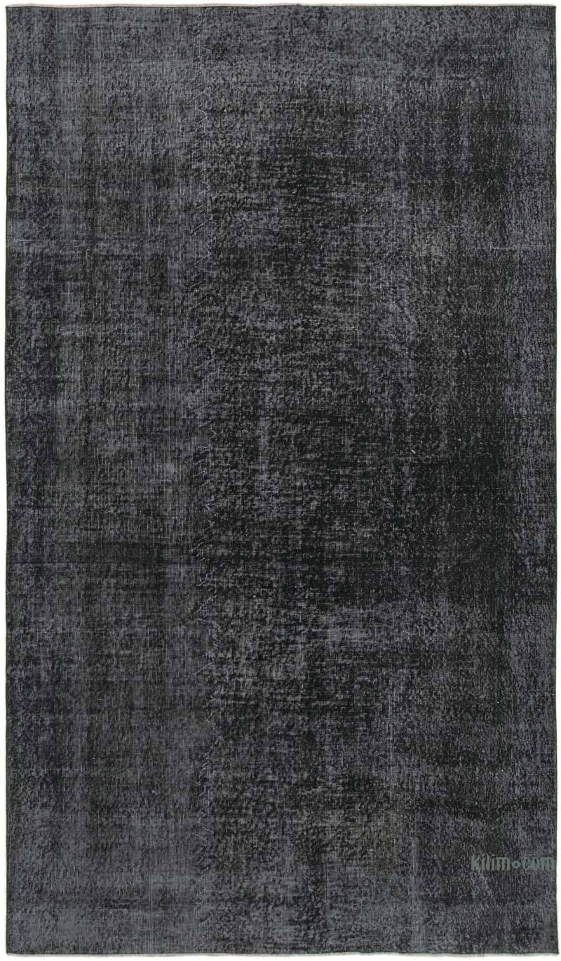 Negro Alfombra Turca Vintage Sobre-teñida - 189 cm x 316 cm - K0056096