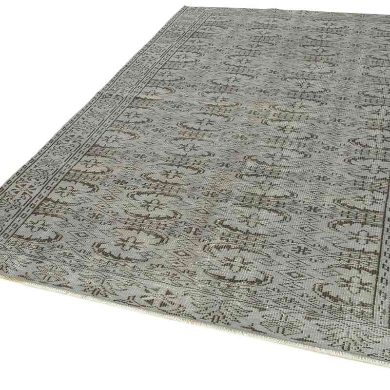 Grey Over-dyed Vintage Hand-Knotted Turkish Rug - 5' 9" x 9'  (69" x 108") - K0056111