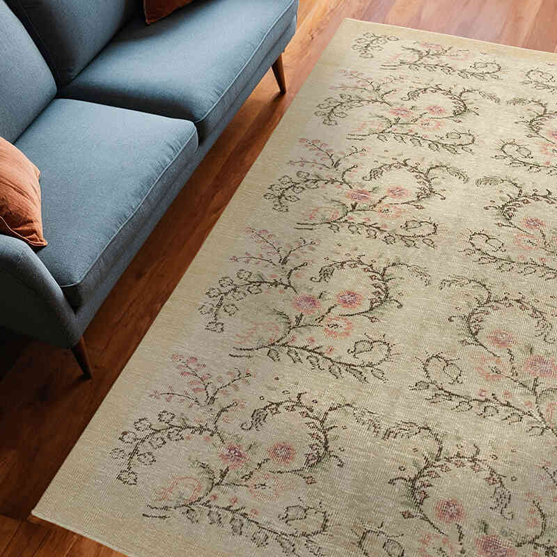 Bej El Dokuma Vintage Halı - 181 cm x 267 cm - K0056114