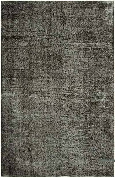 Black Over-dyed Vintage Hand-Knotted Turkish Rug - 5' 7" x 8' 4" (67" x 100")