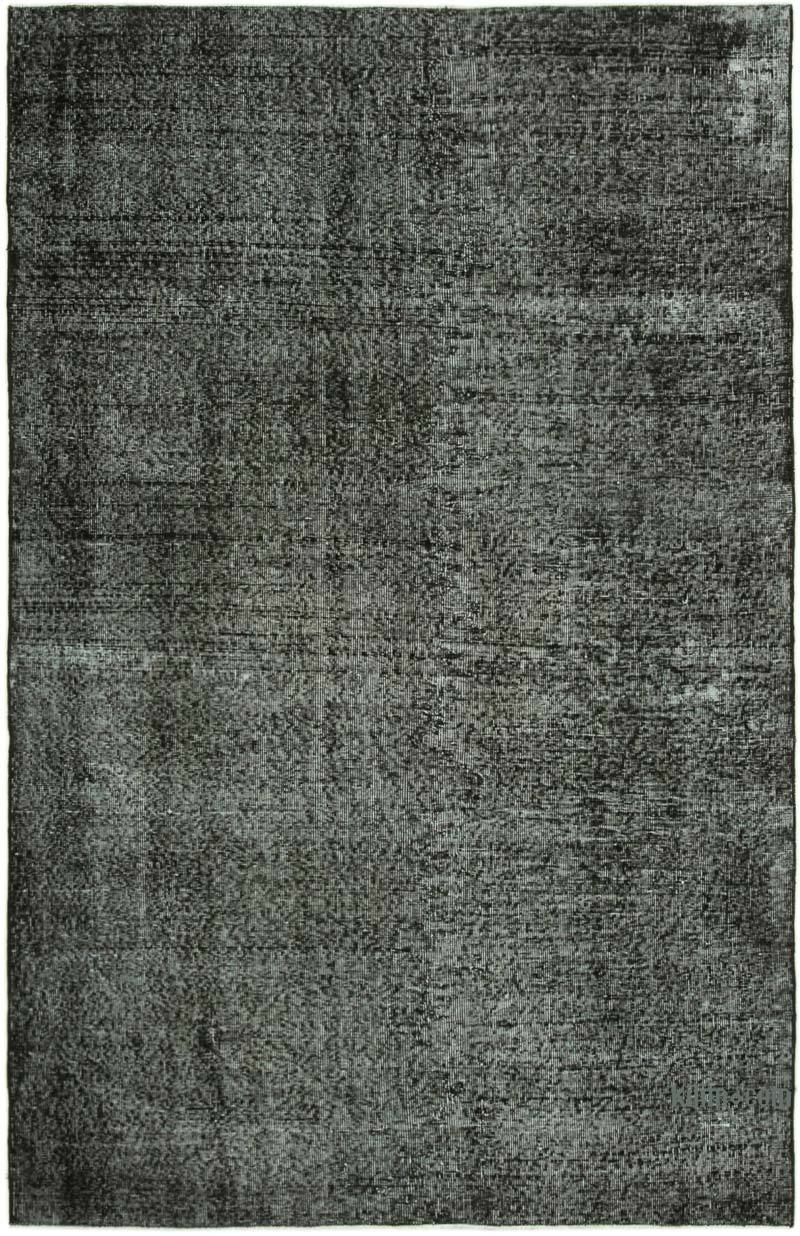 Black Over-dyed Vintage Hand-Knotted Turkish Rug - 5' 7" x 8' 4" (67" x 100") - K0056116