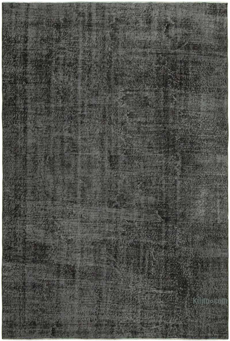 Siyah Boyalı El Dokuma Vintage Halı - 201 cm x 296 cm - K0056117