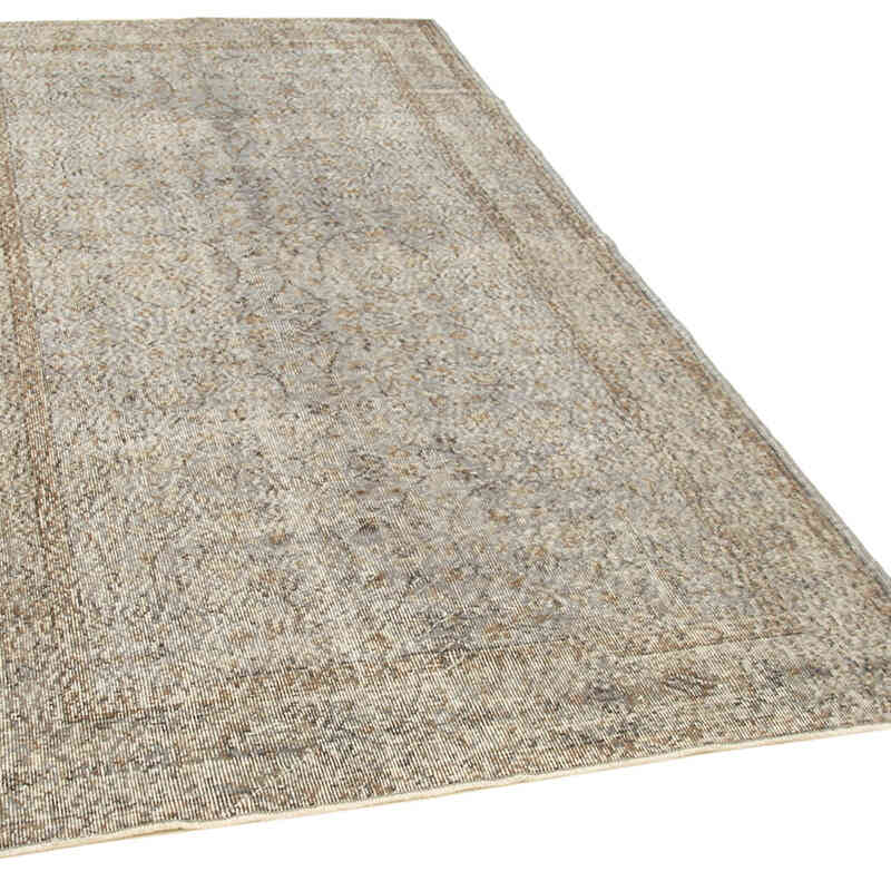 Gri Boyalı El Dokuma Vintage Halı - 138 cm x 263 cm - K0056121