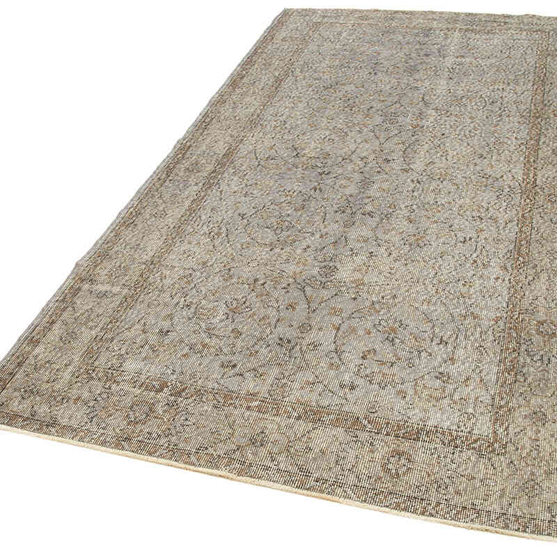 Gri Boyalı El Dokuma Vintage Halı - 138 cm x 263 cm - K0056121